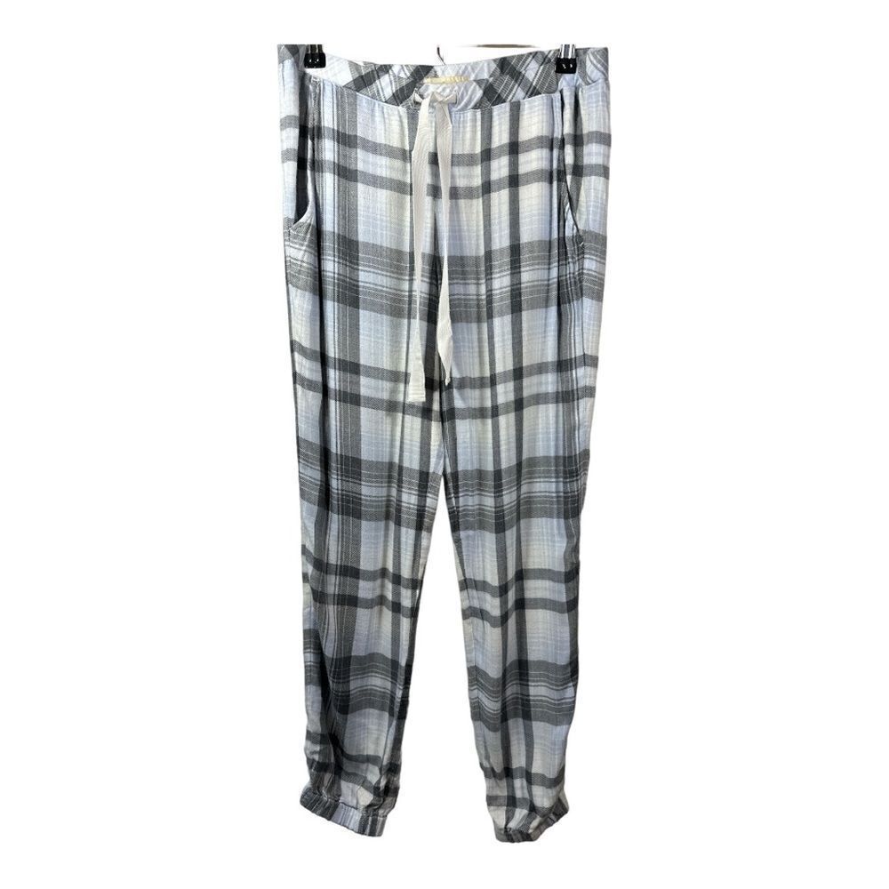 ANTHROPOLOGIE CLOTH & STONE Women's Plaid Jogger Lounge Pants Gray Extra Small